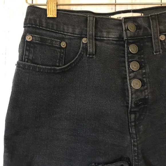 Madewell Distressed High-Rise Denim Boy Shorts Button Fly - Picture 8 of 14